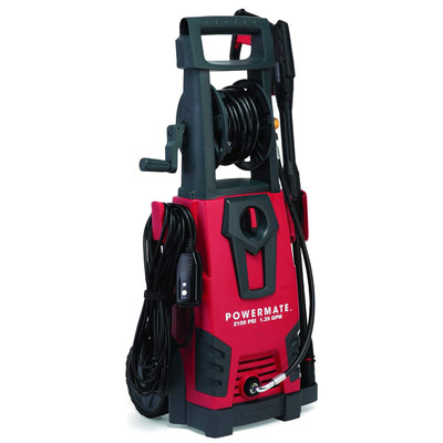 Powermate 2100 PSI Cold Water Electric Pressure Washer with Onboard Storage, Red