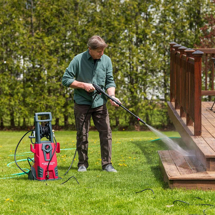 Powermate 2100 PSI Cold Water Electric Pressure Washer with Onboard Storage, Red - VMInnovations