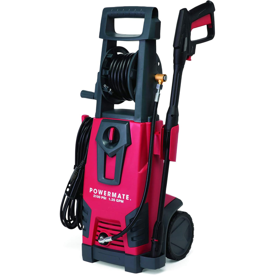 Powermate 2100 PSI Water Electric Pressure Washer w/Onboard Storage, Red (Used) - VMInnovations