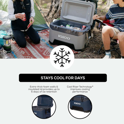 Igloo BMX 52 Qt Ice Chest Cooler with Cool Riser Technology, Rugged Blue (Used) - VMInnovations