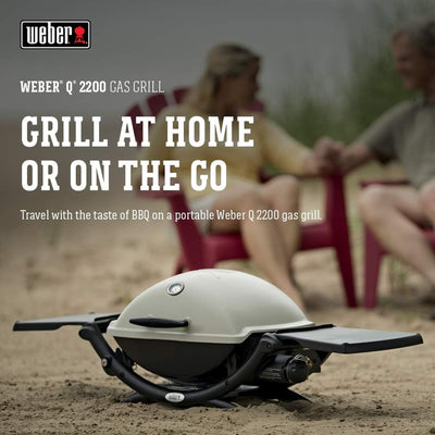 Weber Q 2200 Aluminum Portable 12,000 BTU Liquid Propane Gas Grill w/Thermometer - VMInnovations
