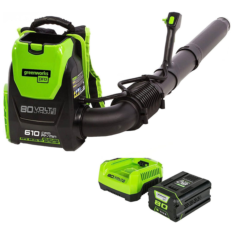 Greenworks Backpack Blower w/80 Volt 2.5Ah Battery & Charger,Green(For Parts)