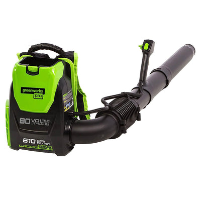 Greenworks Cordless Backpack Blower with 80 Volt 2.5Ah Battery & Charger, Green