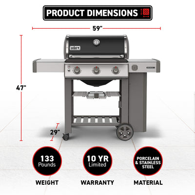 Weber Genesis II E-310 Outdoor Stainless Steel 3 Burner Liquid Propane Gas Grill - VMInnovations