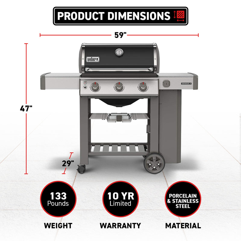 Weber Genesis II E-310 Outdoor Stainless Steel 3 Burner Liquid Propane Gas Grill