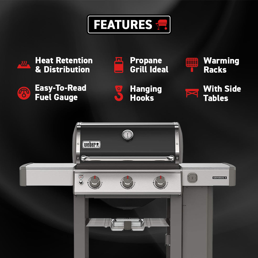Weber Genesis II E-310 Outdoor Stainless Steel 3 Burner Liquid Propane Gas Grill - VMInnovations