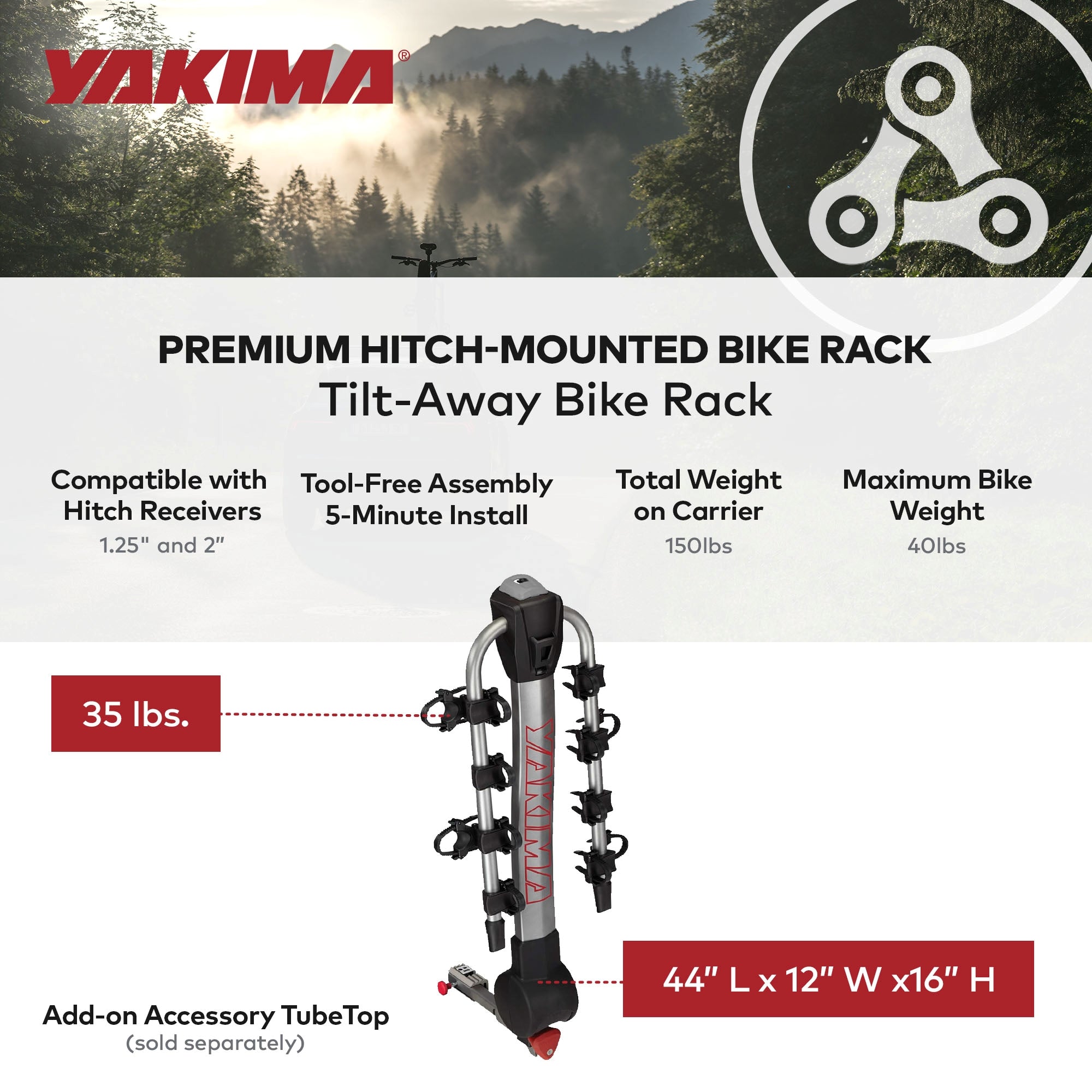 Yakima Tilt Away Hitch Bike Rack Holds 4 Bikes for Cars, SUVs, Trucks (Used)