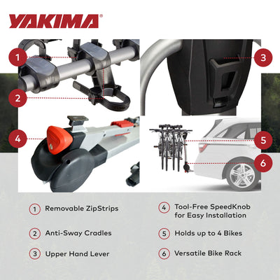 Yakima Tilt Away Hitch Bike Rack Holds 4 Bikes for Cars, SUVs, Trucks (Used)