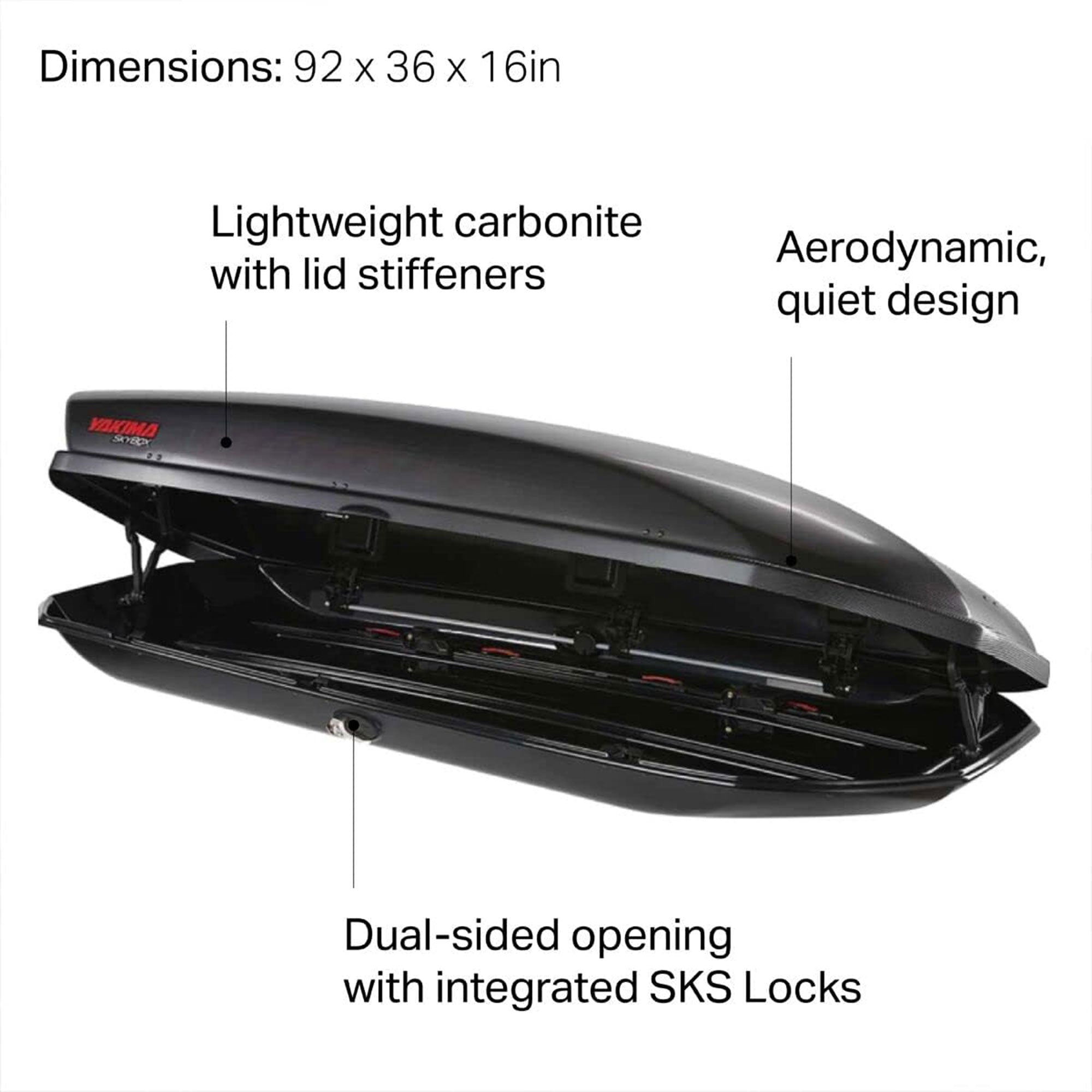 Yakima 18 Cubic Foot Carbonite Cargo for StreamLine Crossbars, Black (Open Box) - VMInnovations