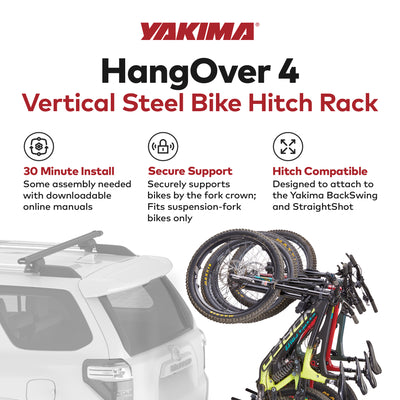 Yakima HangOver 4 Adjustable Vertical Mountain Bike Hitch Rack for 4 Bikes(Used) - VMInnovations