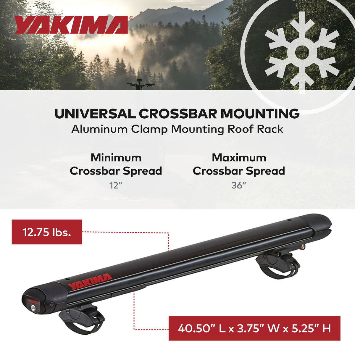 YAKIMA FatCat EVO 6 Skis or 4 Snowboards Mount Roof Rack, Fits T-Slot Crossbars