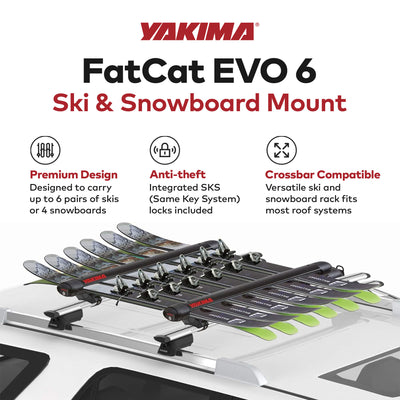YAKIMA 6 Skis or 4 Snowboards Mount Roof Rack, Fits T-Slot Crossbars (For Parts)