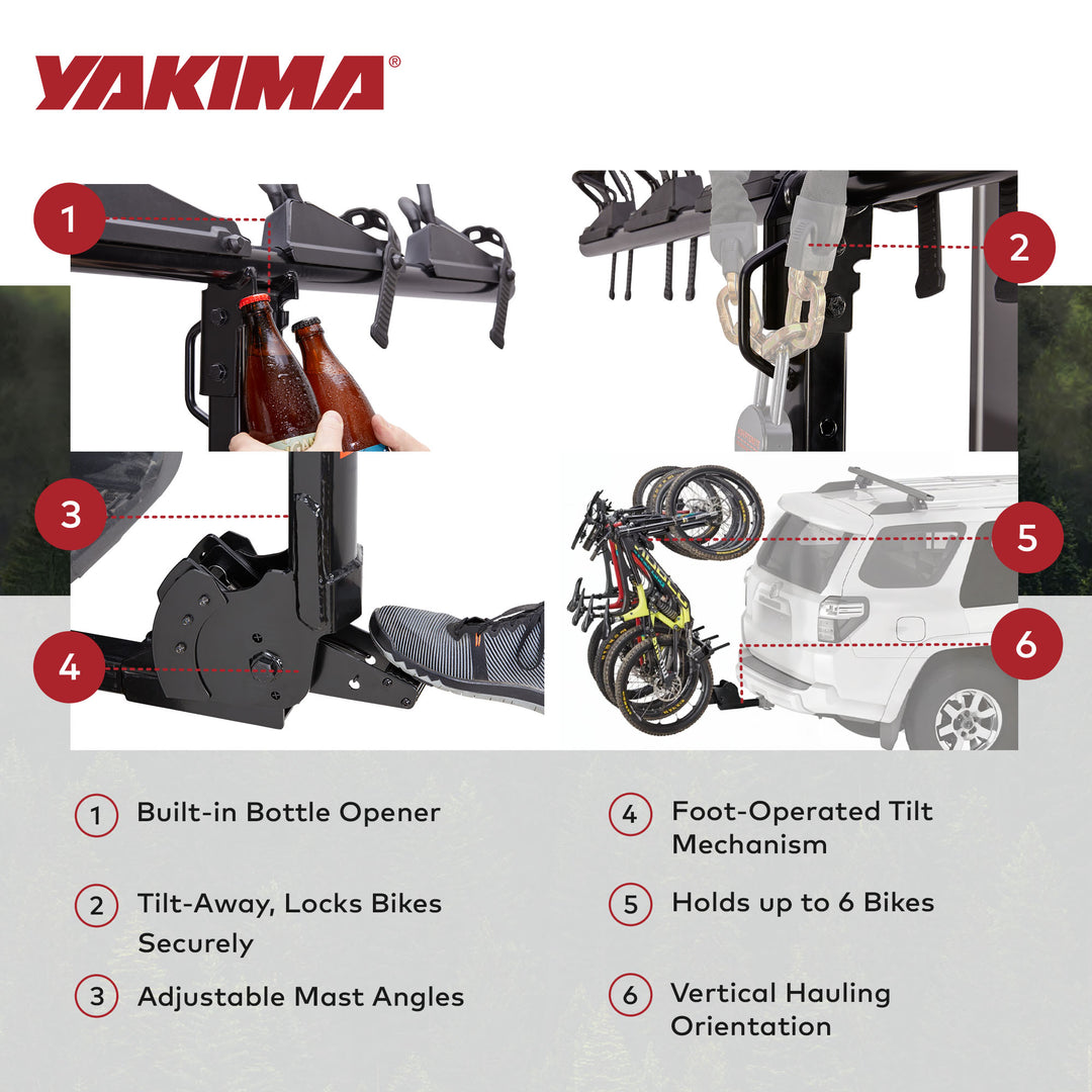 Yakima 6 Adjustable Vertical Steel Mountain Bike Hitch Rack for 6 Bikes (Used)