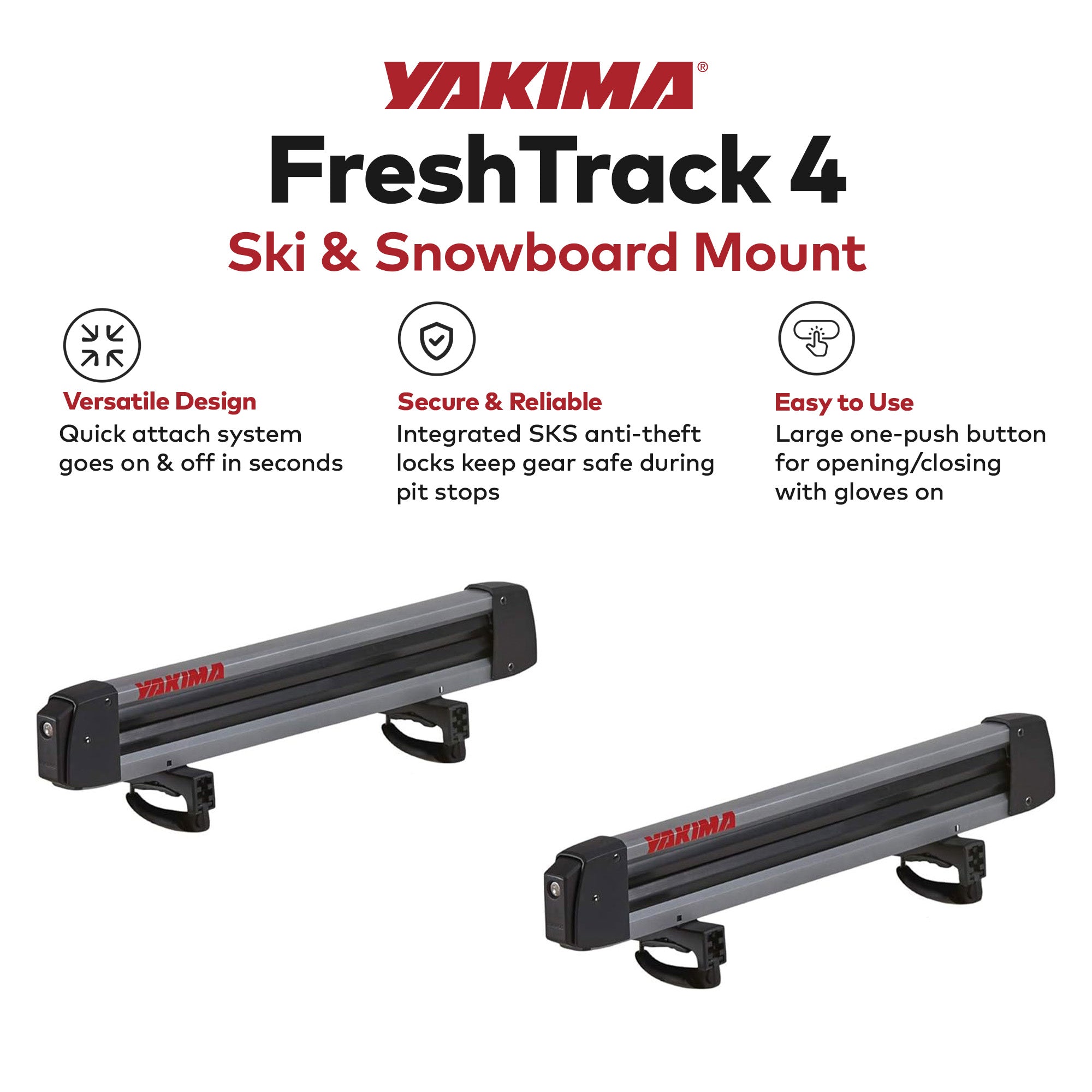 Yakima 4 Universal Car Roof Top Mount Ski & Snowboard Rack, Black (For Parts)