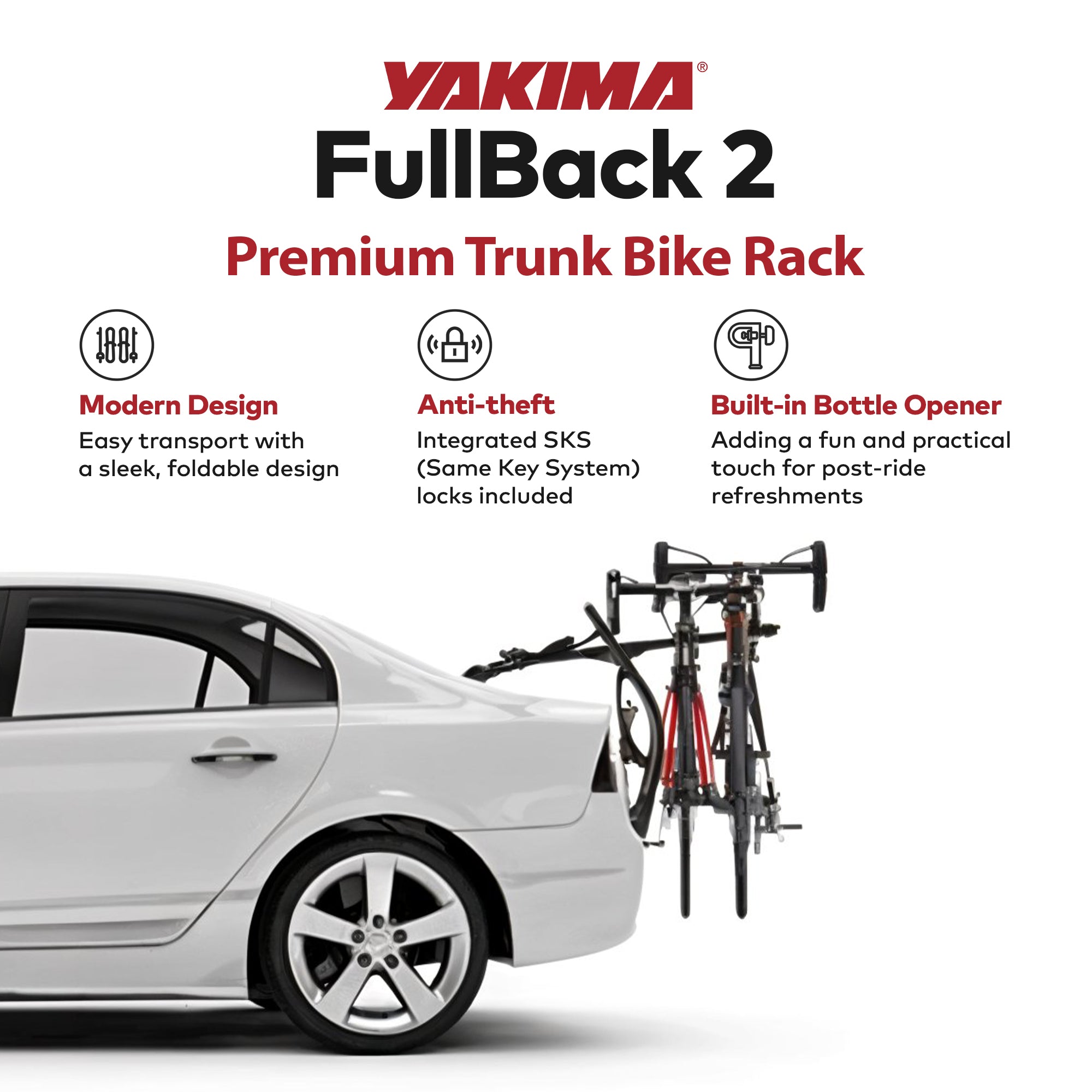 Yakima FullBack 2 Bike Capacity Trunk Bike Strap Rack w/ZipStrips (Open Box) - VMInnovations
