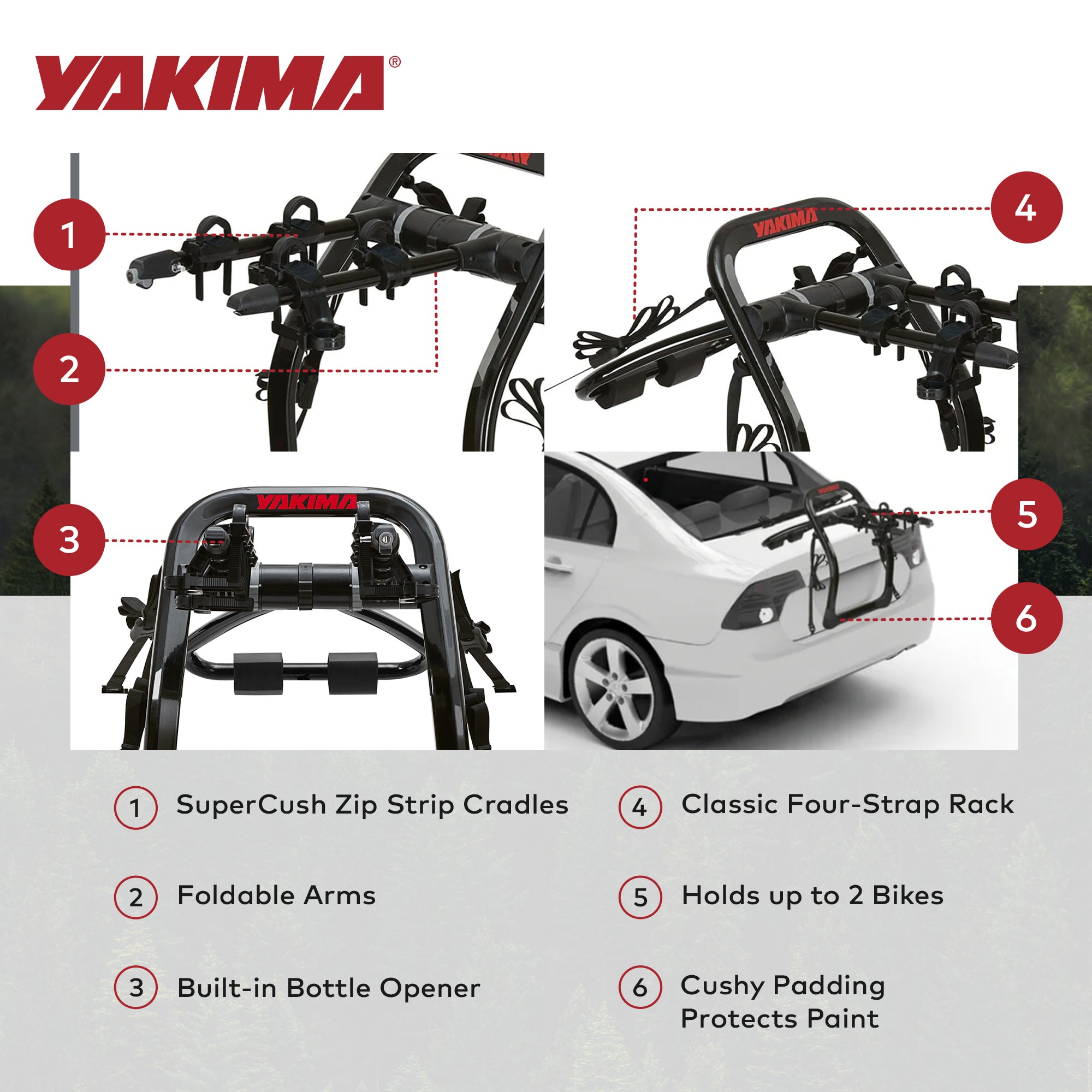 Yakima FullBack 2 Bike Capacity Trunk Bike Strap Rack with ZipStrips, Black (For Parts) - VMInnovations