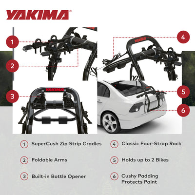 Yakima FullBack 2 Bike Capacity Trunk Bike Strap Rack w/ZipStrips (Open Box) - VMInnovations