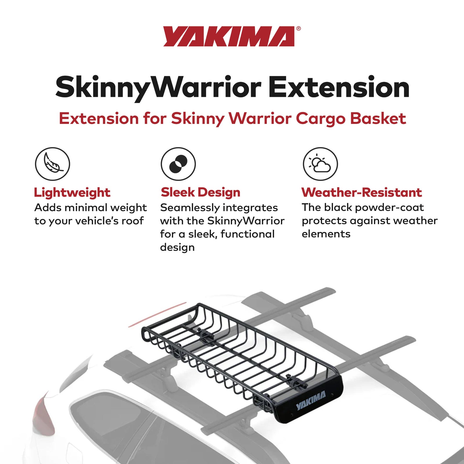Yakima SkinnyWarrior 16 Inch Extension for SkinnyWarrior Cargo Basket, Black - VMInnovations