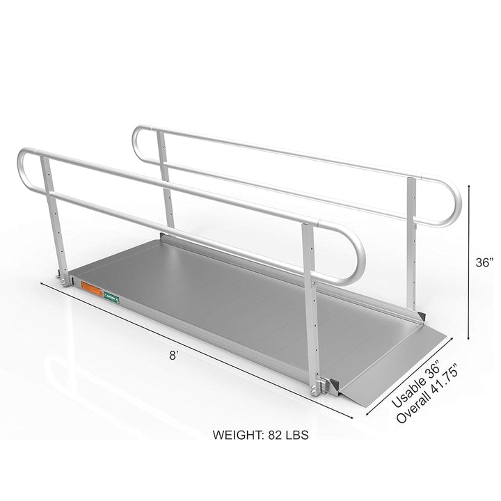 EZ-ACCESS GATEWAY 3G 8 Foot Aluminum Portable Wheelchair Ramp w/2 Line Handrails