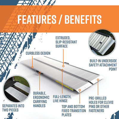 EZ-ACCESS 6ft Aluminum Singlefold Portable Loading Ramp, Silver (Open Box) - VMInnovations