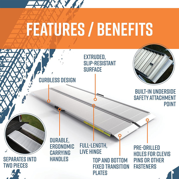 EZ-ACCESS 6ft Aluminum Singlefold Portable Loading Ramp, Silver (Open Box) - VMInnovations