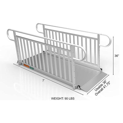 EZ-ACCESS GATEWAY 7" Portable Wheelchair Ramp w/Vertical Handrails (Open Box) - VMInnovations