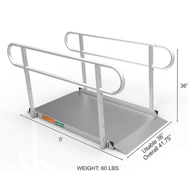 EZ-ACCESS GATEWAY 3G 5ft Portable Wheelchair Ramp w/2 Line Handrails (For Parts) - VMInnovations