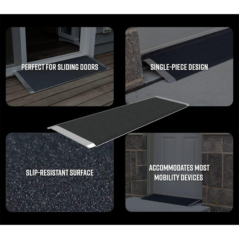 EZ-ACCESS TRANSITIONS 32" x 8" Portable Angled Entry Plate Threshold Ramp, Black