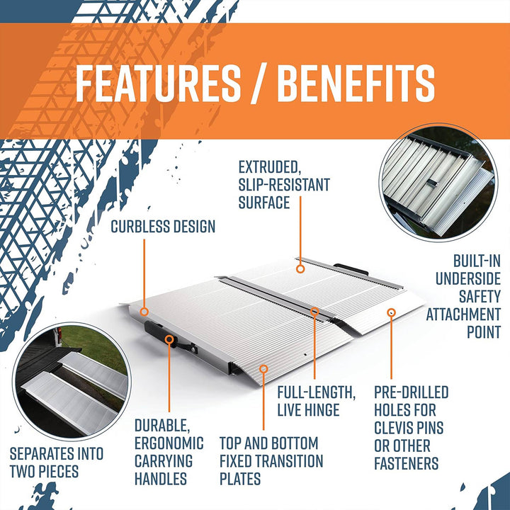 EZ-ACCESS TRAVERSE 2 Foot Singlefold Portable Loading Ramp, Silver (Used) - VMInnovations