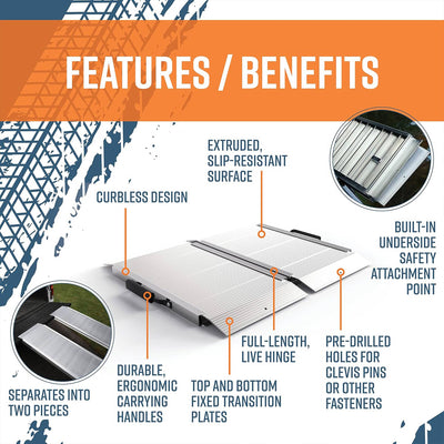 EZ-ACCESS TRAVERSE 2 Foot Singlefold Portable Loading Ramp, Silver (Used) - VMInnovations