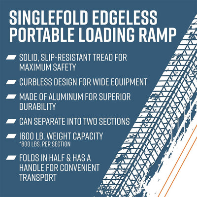 EZ-ACCESS TRAVERSE 2 Foot Singlefold Edgeless Portable Loading Ramp, Silver