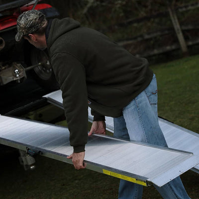 EZ-ACCESS TRAVERSE 2 Foot Singlefold Edgeless Portable Loading Ramp, Silver - VMInnovations