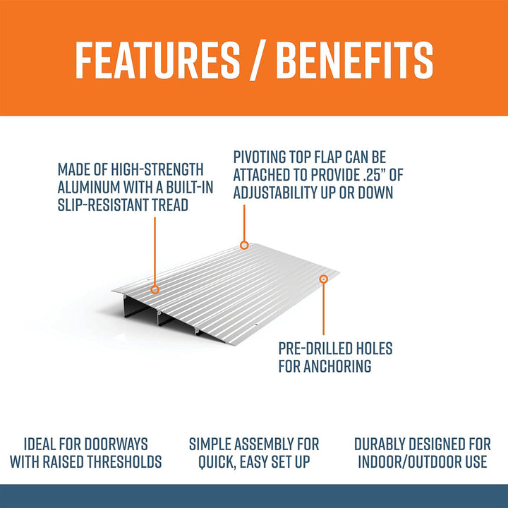 EZ-ACCESS TRANSITIONS 3” Portable Self Supporting Aluminum Entry Ramp (Open Box) - VMInnovations
