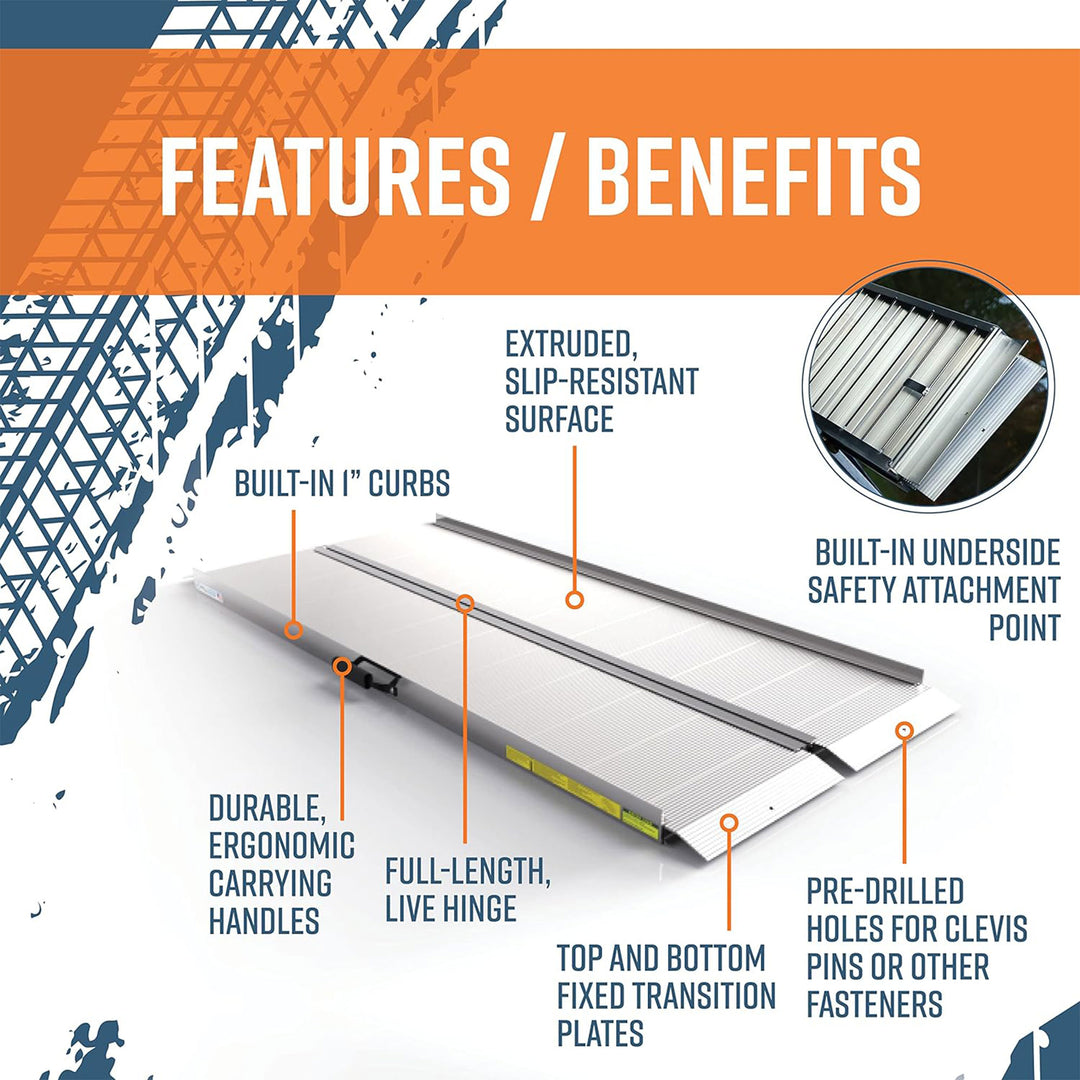 EZ-ACCESS 6ft Aluminum Singlefold Portable Loading Ramp, Silver (Open Box) - VMInnovations