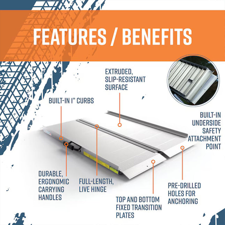 EZ-ACCESS 4 Foot Aluminum Singlefold Portable Loading Ramp, Silver (Open Box) - VMInnovations