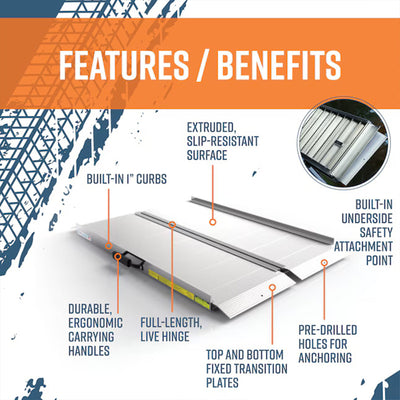 EZ-ACCESS 4 Foot Aluminum Singlefold Portable Loading Ramp, Silver (Open Box) - VMInnovations