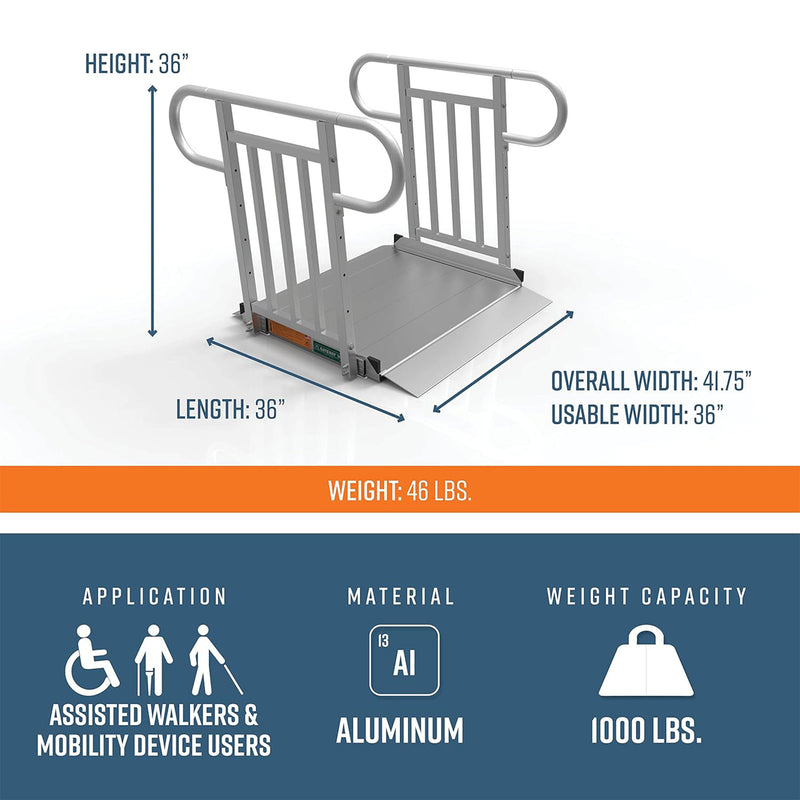 EZ-ACCESS GATEWAY 3G 3 Foot Aluminum Wheelchair Ramp with Vertical Picket Rail