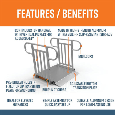 EZ-ACCESS GATEWAY 3G 3 Foot Aluminum Wheelchair Ramp with Vertical Picket Rail