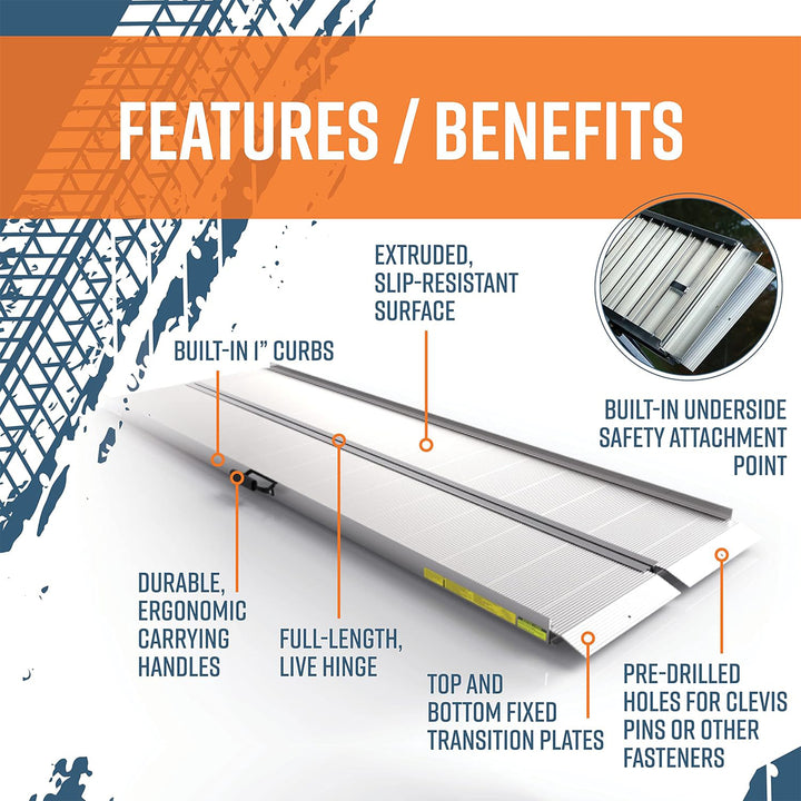 EZ-ACCESS TRAVERSE 8 Foot Aluminum Singlefold Portable Loading Ramp, Silver