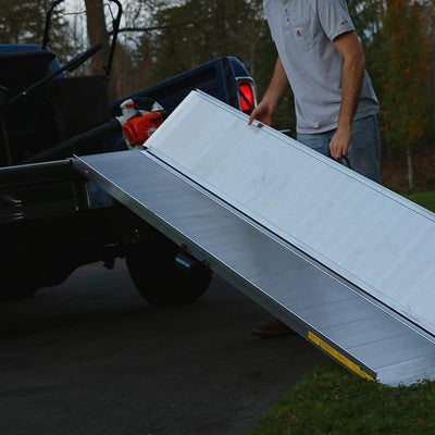 EZ-ACCESS TRAVERSE 8 Foot Aluminum Singlefold Portable Loading Ramp, Silver - VMInnovations