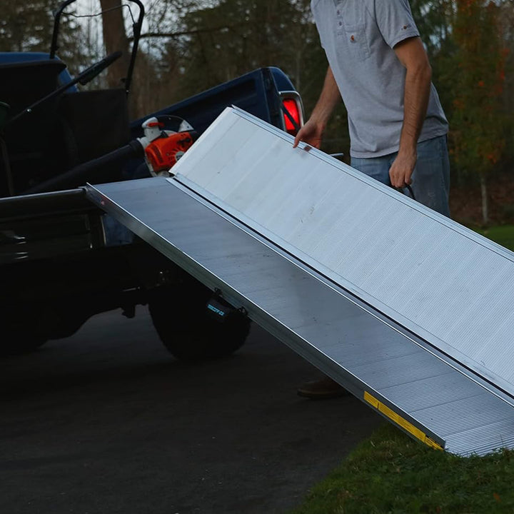 EZ-ACCESS TRAVERSE 8 Foot Aluminum Singlefold Portable Loading Ramp, Silver