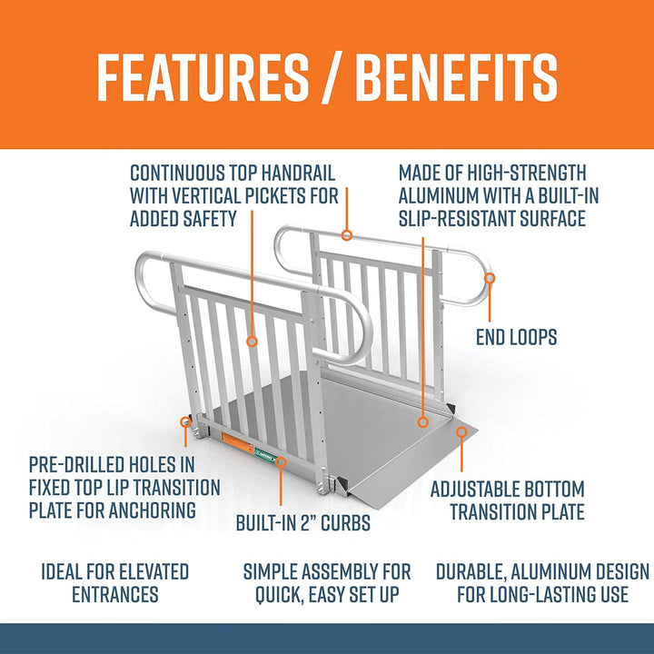 EZ-ACCESS 3G 4ft Aluminum Wheelchair Ramp w/Vertical Picket Rail (Open Box)