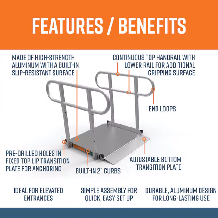 EZ-ACCESS GATEWAY 3G 3 Foot Solid Surface Aluminum Portable Wheelchair Ramp