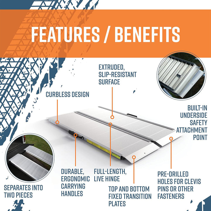 EZ-ACCESS TRAVERSE 4ft Singlefold Edgeless Portable Loading Ramp, Silver (Used) - VMInnovations