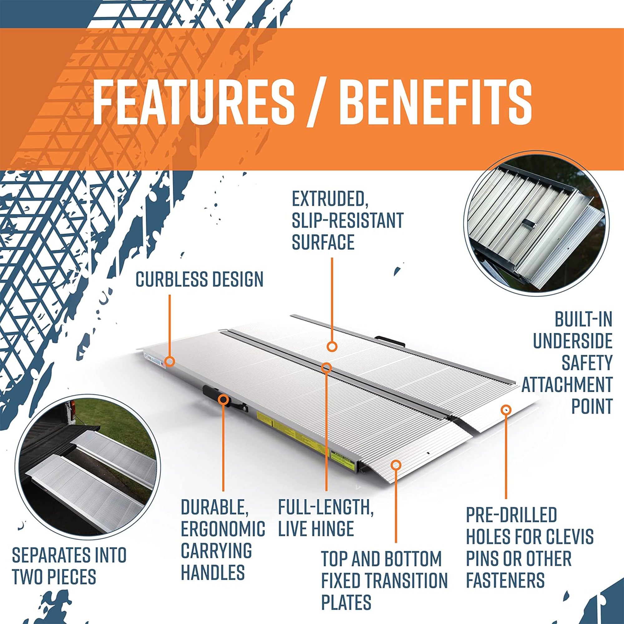 EZ-ACCESS TRAVERSE 4ft Singlefold Portable Loading Ramp, Silver (Open Box)