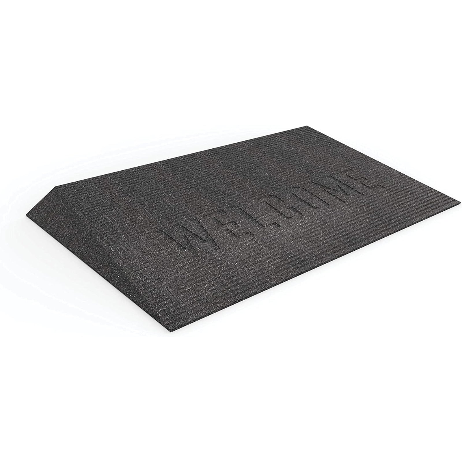 EZ-ACCESS TRANSITIONS 2.5" Rectangular Rubber Angled Welcome Entry Mat, Black - VMInnovations