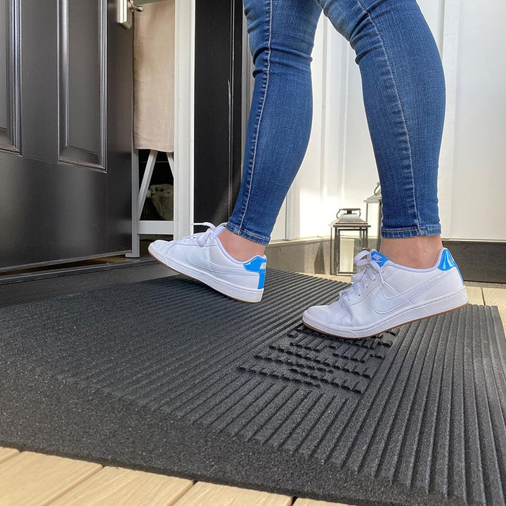 EZ-ACCESS TRANSITIONS 2.5" Rubber Angled Welcome Entry Mat, Black (Open Box) - VMInnovations