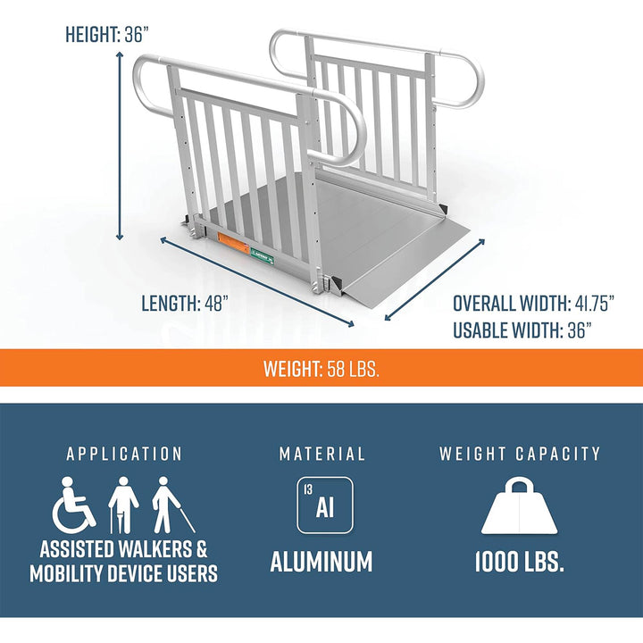 EZ-ACCESS GATEWAY 3G 4 Foot Solid Surface Aluminum Portable Wheelchair Ramp