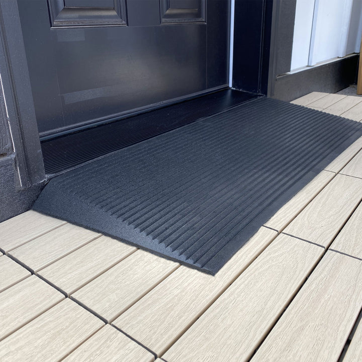 EZ-ACCESS TRANSITIONS 2.5" Non Slip Rectangular Rubber Angled Entry Mat, Black