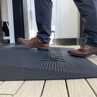 EZ-ACCESS TRANSITIONS 2.5" Non Slip Rectangular Rubber Angled Entry Mat, Black - VMInnovations